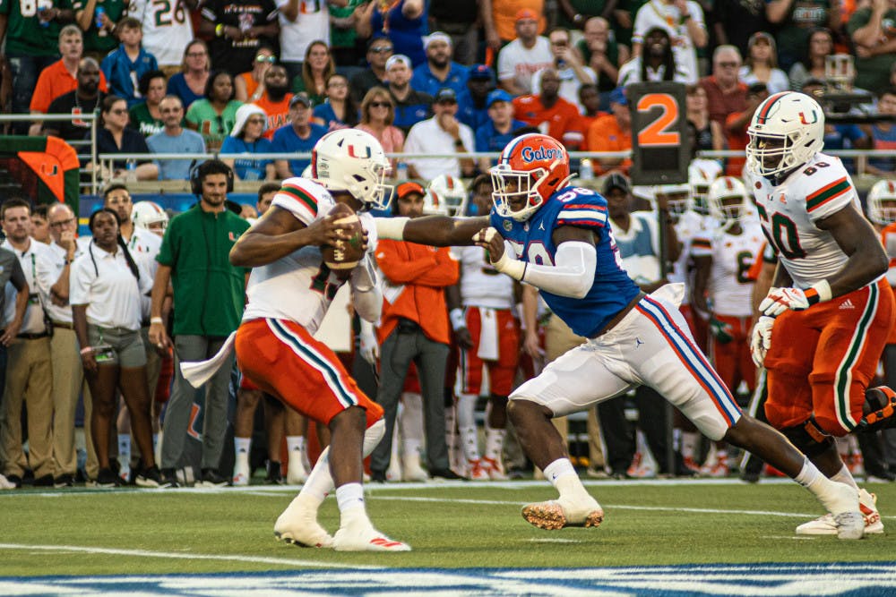 Edge rusher Jonathan Greenard leads the Gators — which are tied for third in the FBS with 26 sacks — with four sacks.