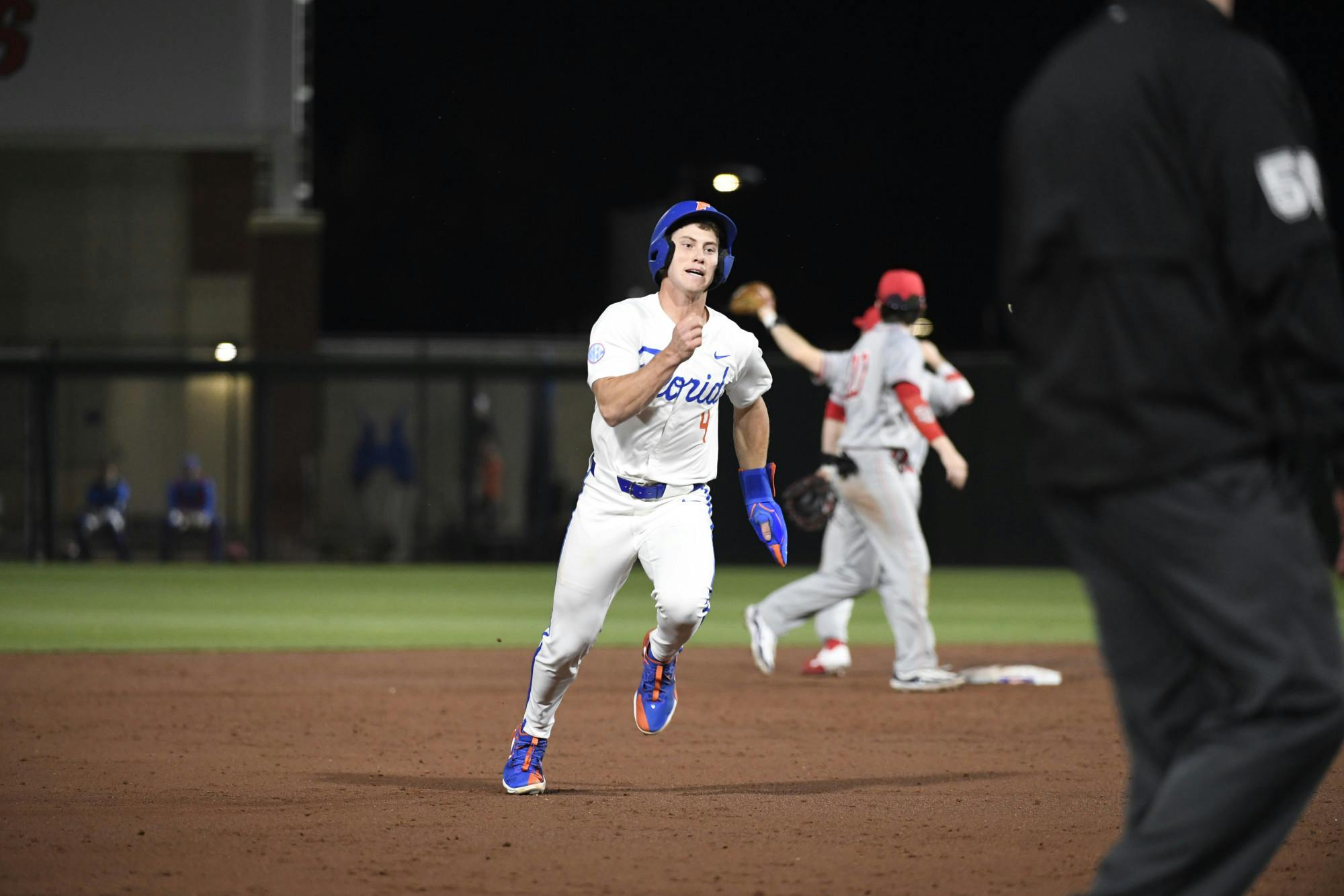 Sophomore second baseman Cade Kurland rounds the bases during Florida's 10-0 win against North Florida Tuesday, Feb 20, 2024.