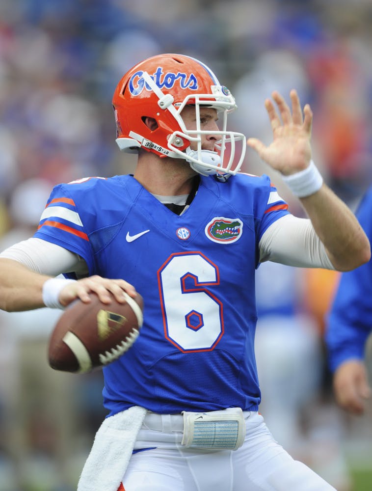 Jeff Driskel throws a pass during warm-ups prior to Florida’s 31-17 victory against Tennessee on Saturday in Ben Hill Griffin Stadium.