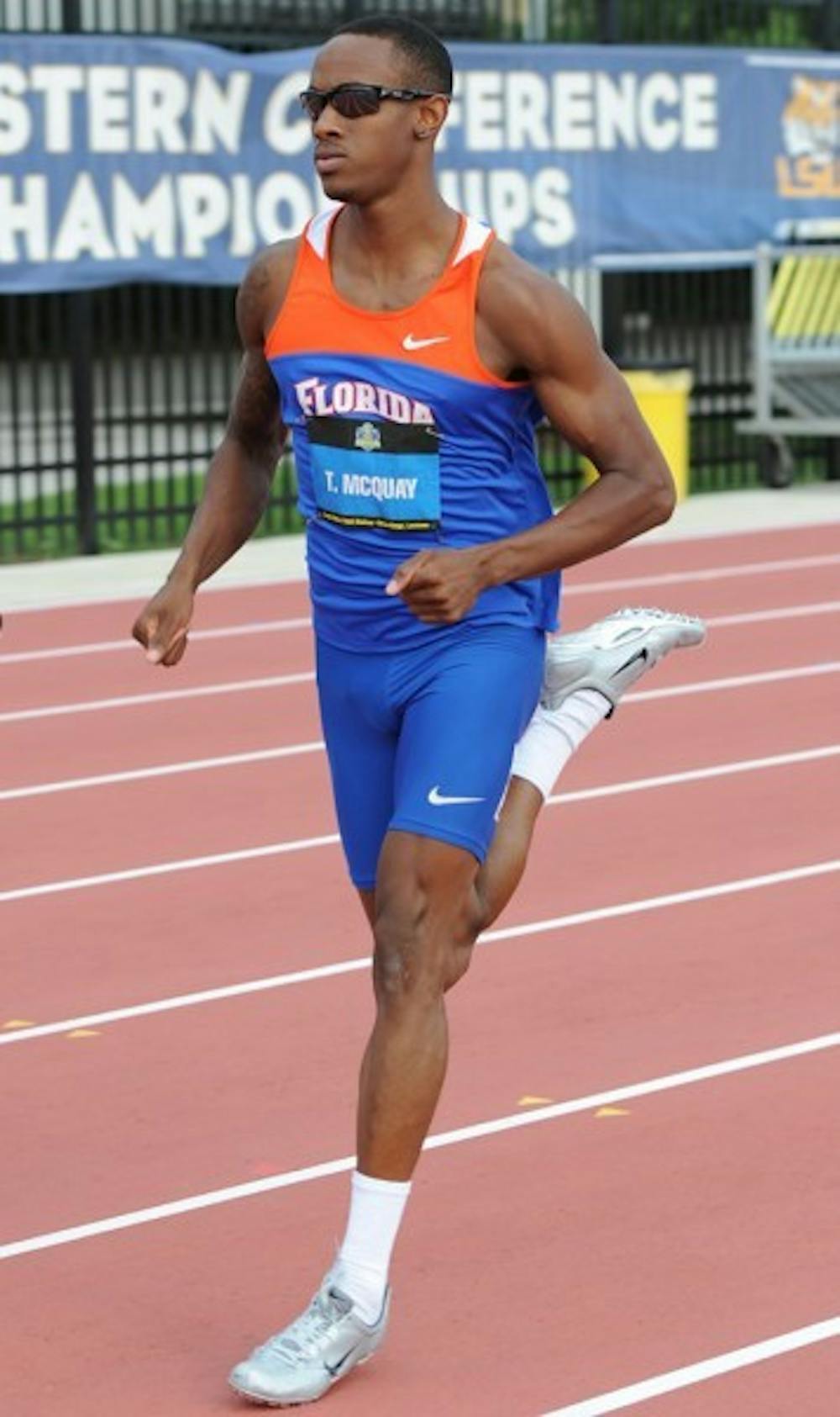 <p>Junior Tony McQuay runs in the 400m at the SEC Outdoor Championships on May 13. He won with a time of 45.48.</p>