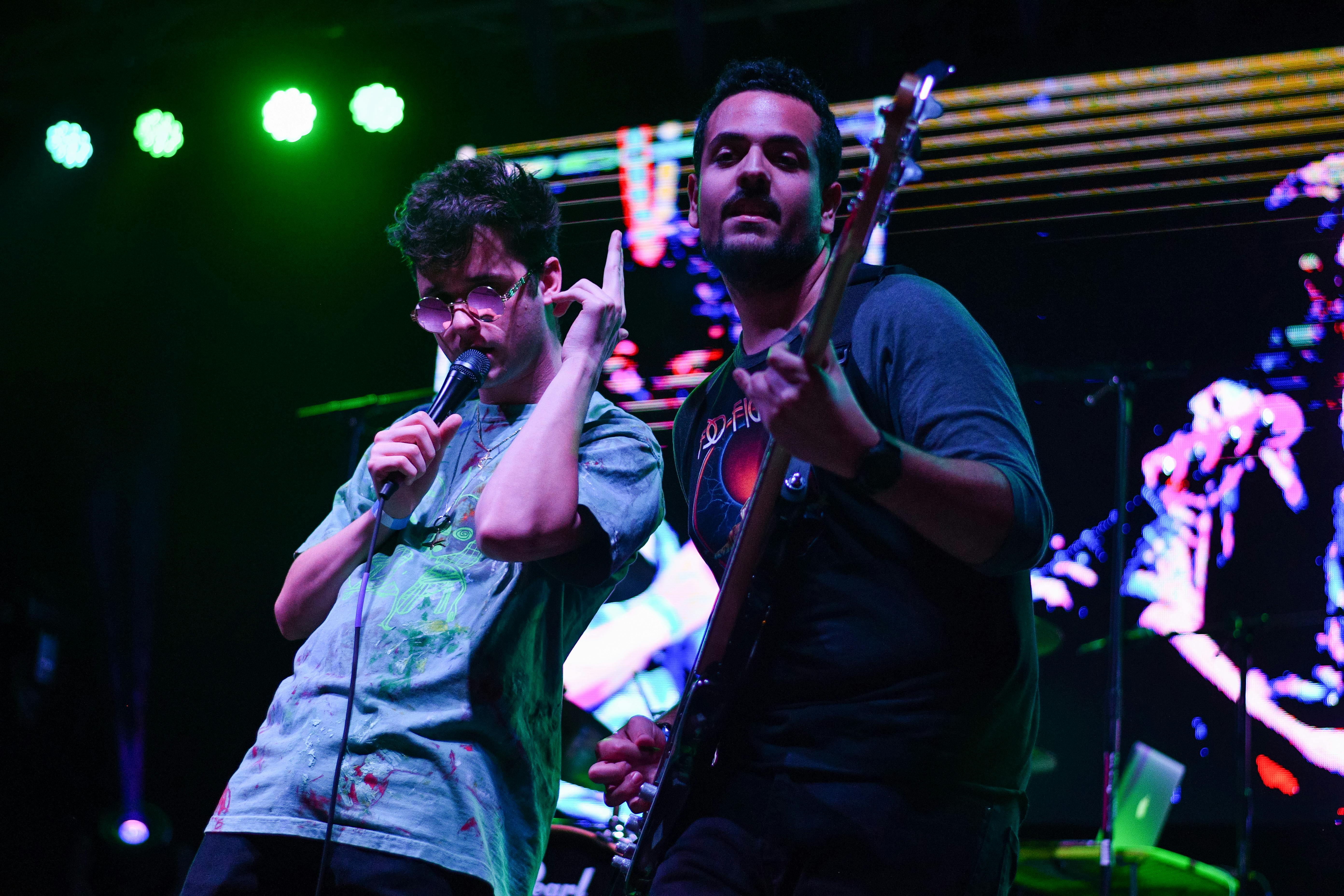 Robbie Kingsley, the band’s lead singer, and Andre Escobar, the bassist, perform during the 2019 Heartwood Music Festival on Feb. 23.
