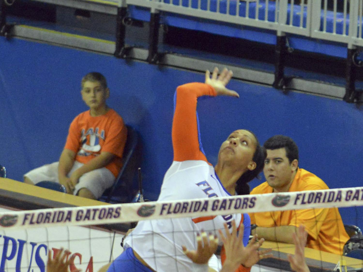 Gabby Mallette swings for a kill attempt during Florida's 3-0 win against Ole Miss on Sept. 28.