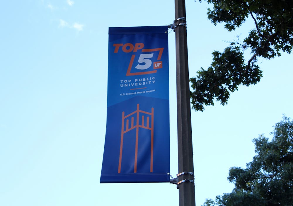 A top 5 banner is seen on Buckman Drive on Thursday, Oct. 14, 2021.