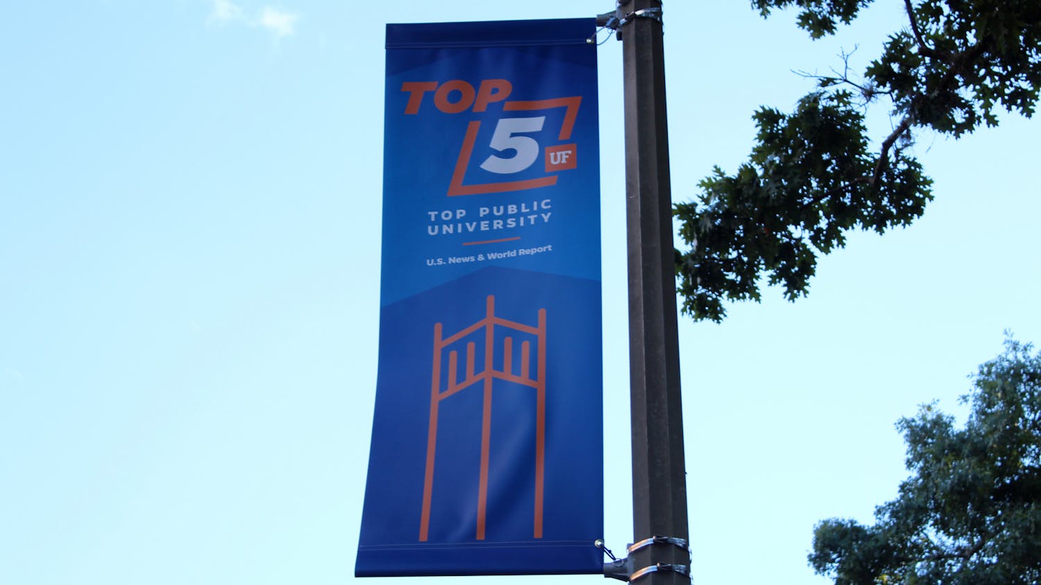 A top 5 banner is seen on Buckman Drive on Thursday, Oct. 14, 2021.