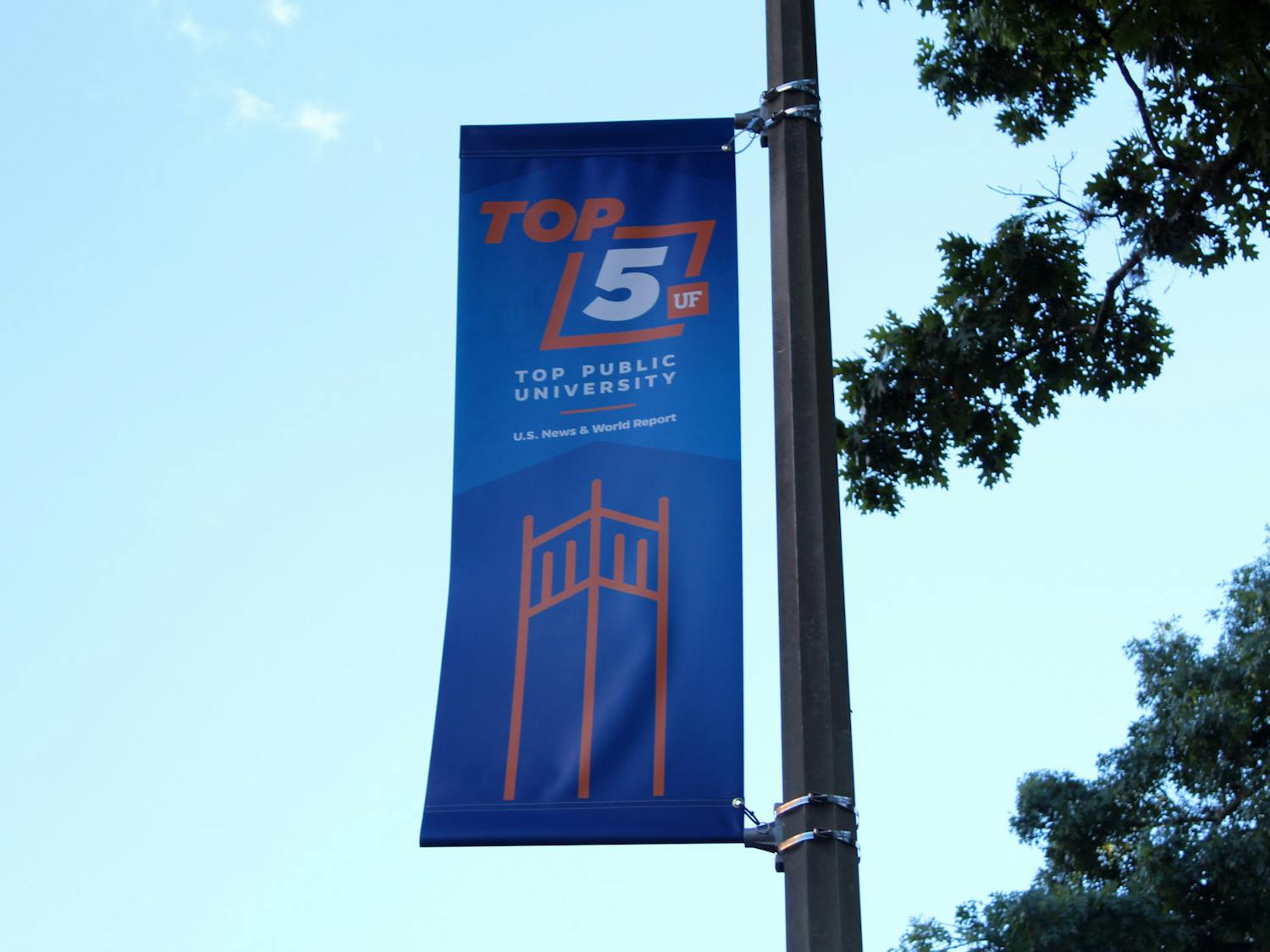 A top 5 banner is seen on Buckman Drive on Thursday, Oct. 14, 2021.