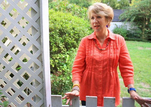 Donna Lutz, 66, stands outside her home Friday. She is running for the Gainesville City Commission at-large 1 seat.