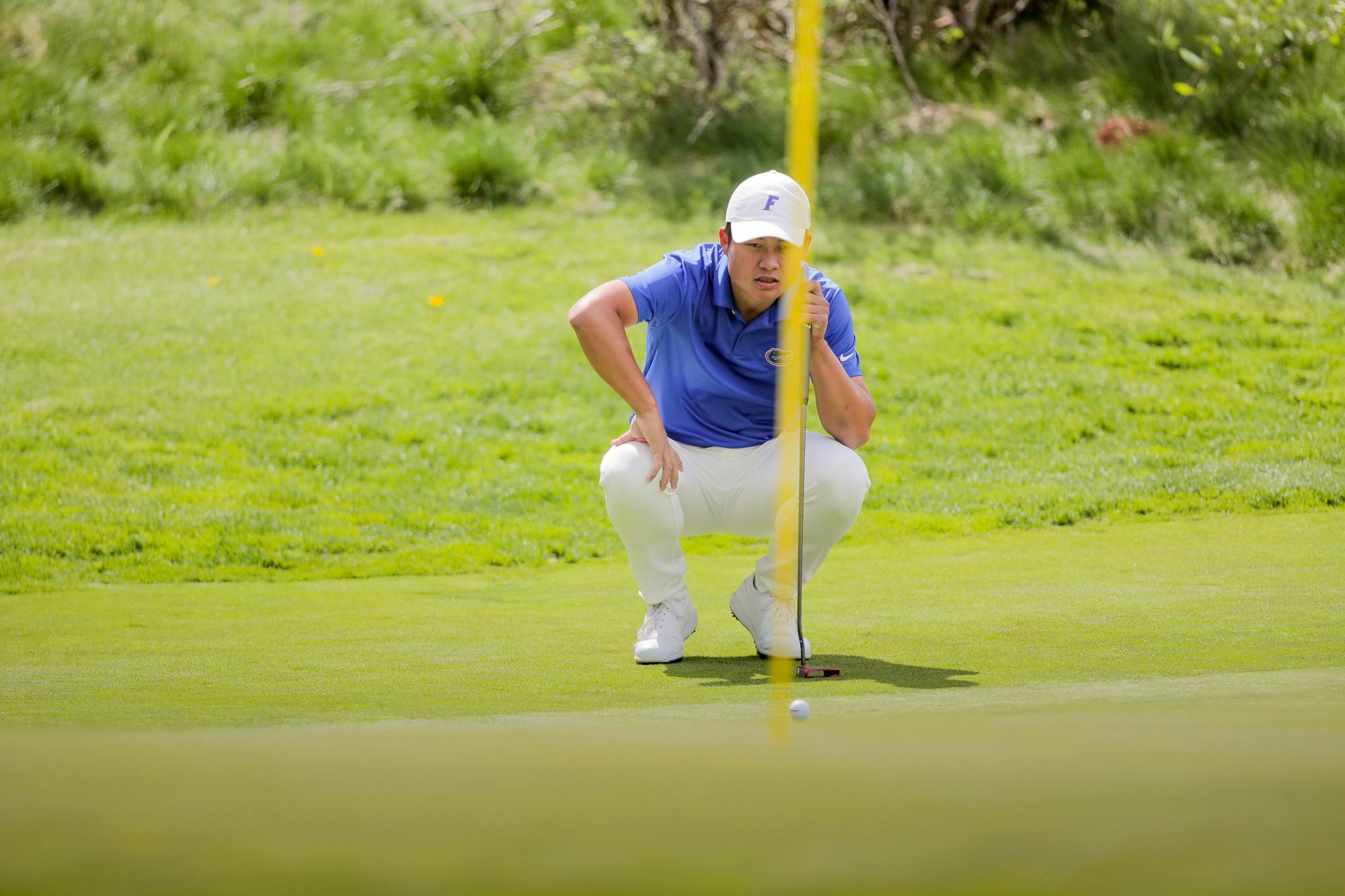 Florida's Yuxin Lin competes in the first round of the 2021 NCAA Cle Elum Regional at Tumble Creek Golf Club in Cle Elum, Wash., on May 17, 2021. (Photography by Scott Eklund/Red Box Pictures)