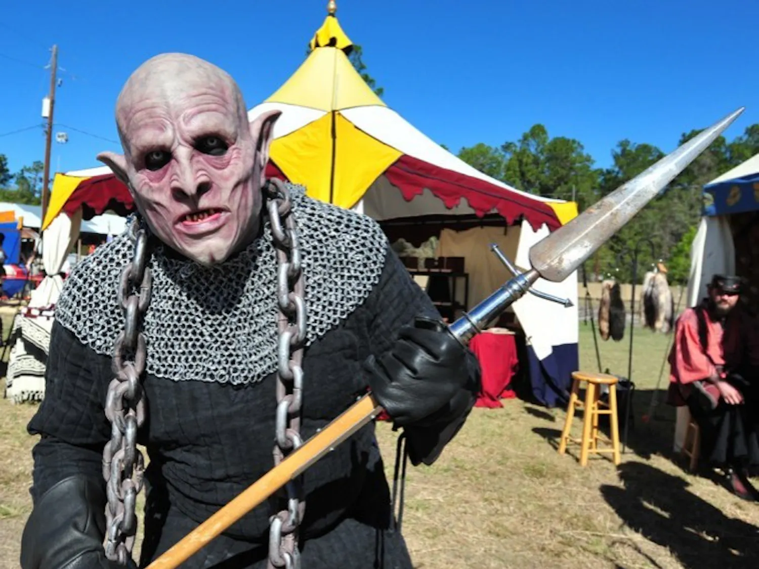 David Buth, 46, an Alachua County resident, dresses as Azog, a 446-year-old Orc from Moria, for the 26th annual Hoggetowne Medieval Faire on Saturday afternoon.