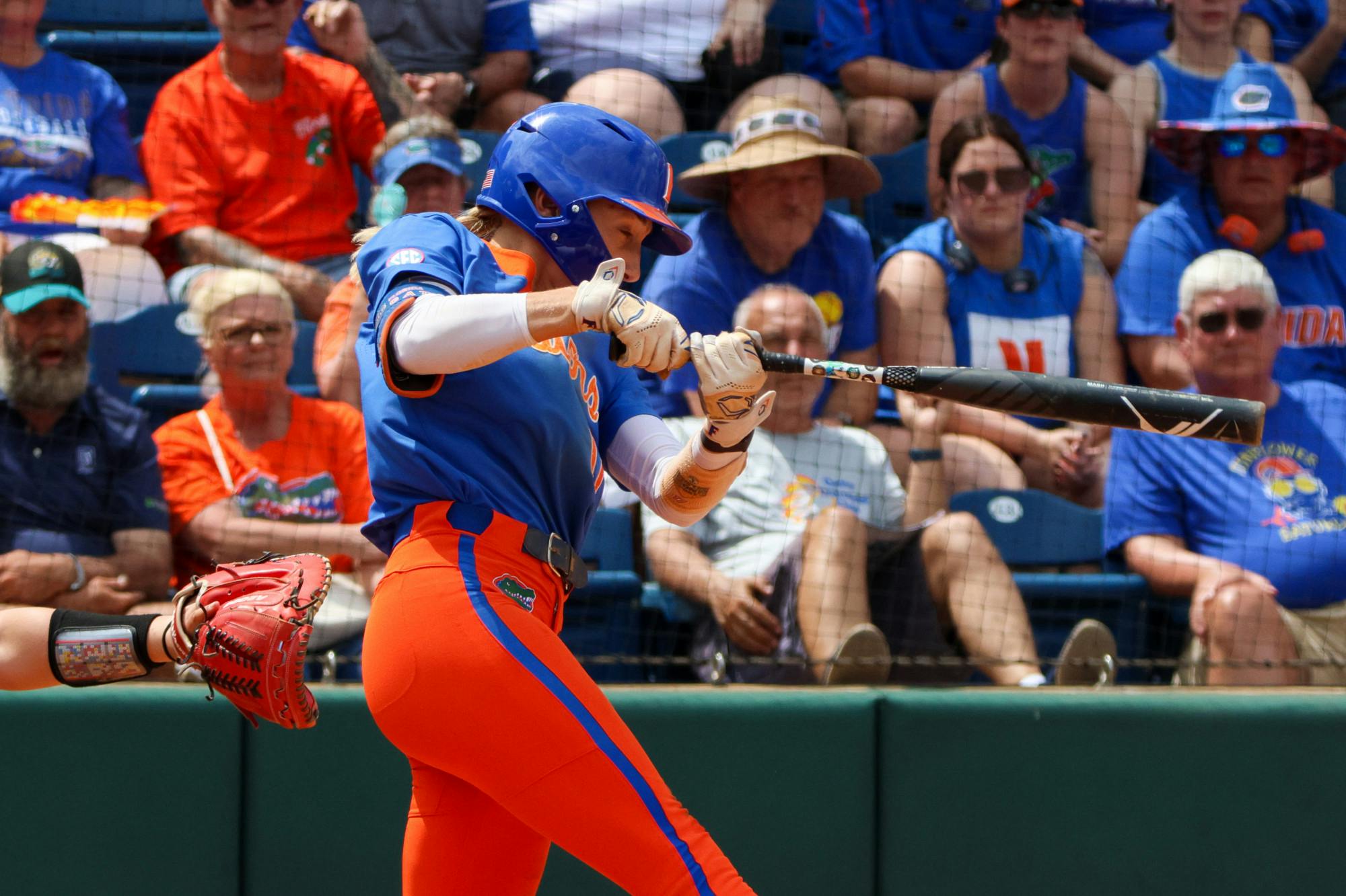 Florida shortstop Skylar Wallace swings her bat in the Gators' 8-7 win against the Georgia Bulldogs Saturday, April 15, 2023.