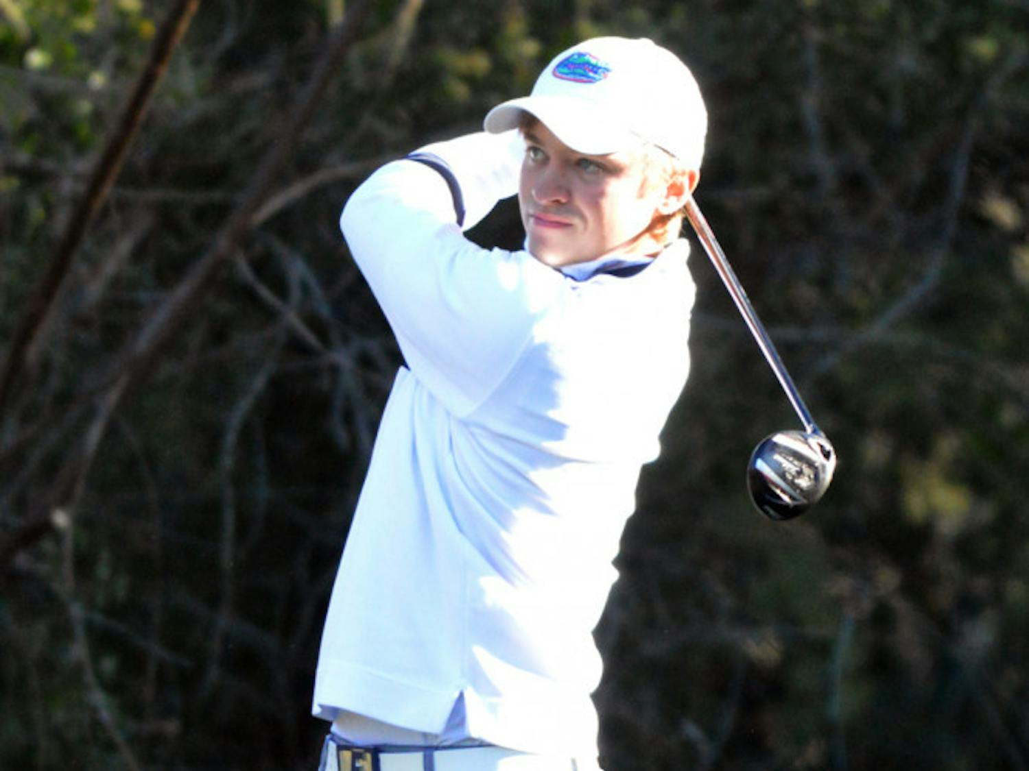 Eric Banks tees off during Day 2 of the SunTrust Gator Invitational on Feb. 16 at the Mark Bostick Golf Course.