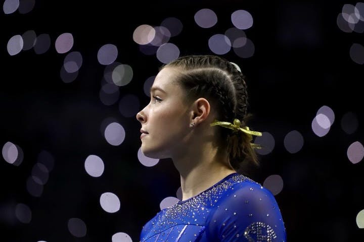 Megan Skaggs during a home meet with the Oklahoma Sooners, Feb. 25.