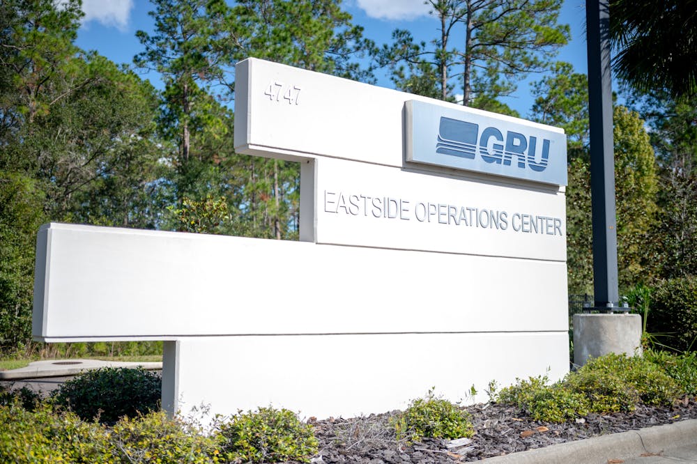 <p>The company sign for GRU stands outside a secured government complex in North Gainesville, Florida, on Nov. 17, 2024.</p>