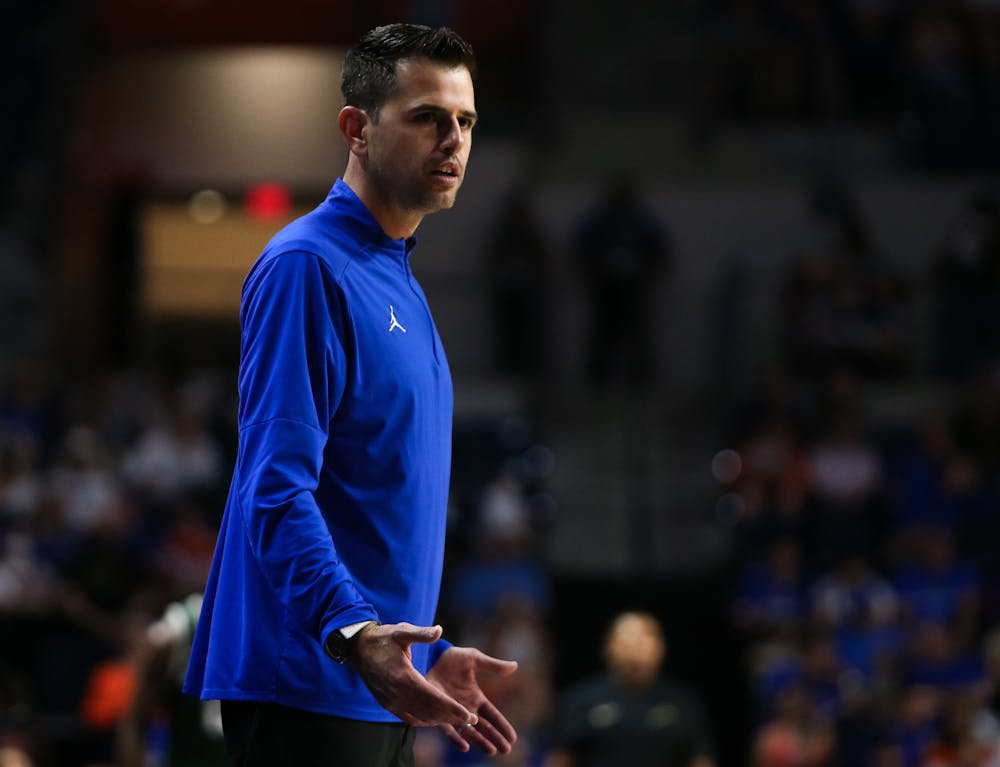 <p>UF Basketball coach Todd Golden pictured during the game against the Jacksonville Dolphins on Nov. 7, 2024.</p>