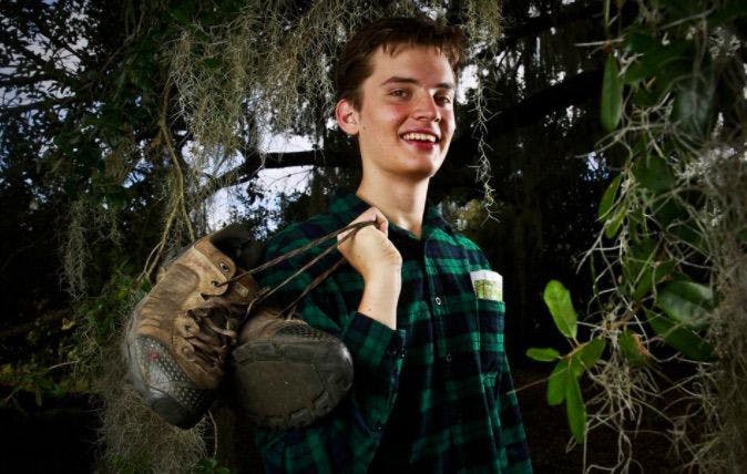 Oscar Psychas, 20, is suing the state of Florida with seven other people under 21 to advocate for better environmental practices. He hiked 300 miles last February to raise awareness for conservation of Florida’s wild areas.