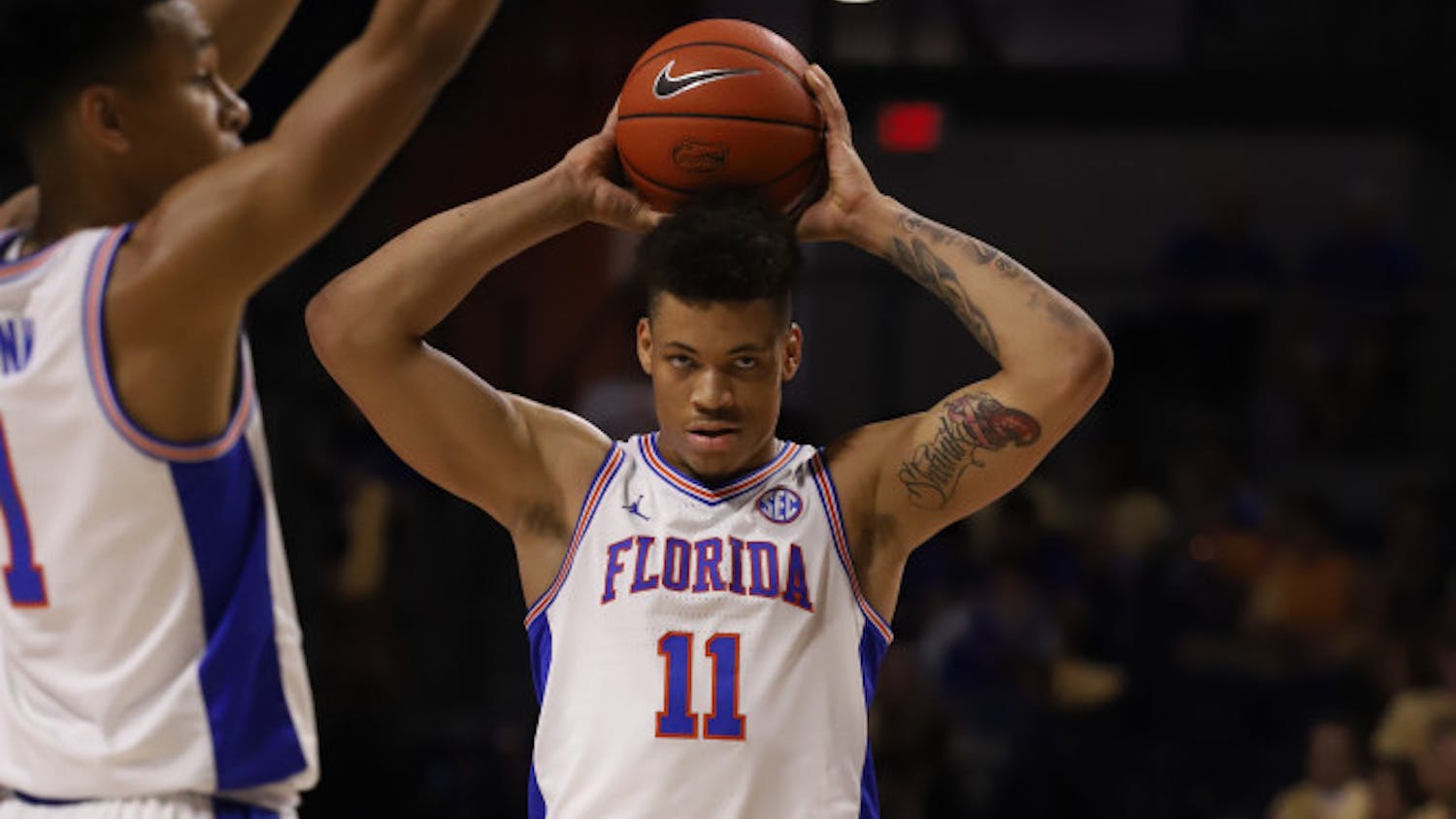 Junior Keyontae Johnson at the Gators' home game against Arkansas last season. Florida will allow up to 2,200 fans into the O'Connell Center for basketball games this season.