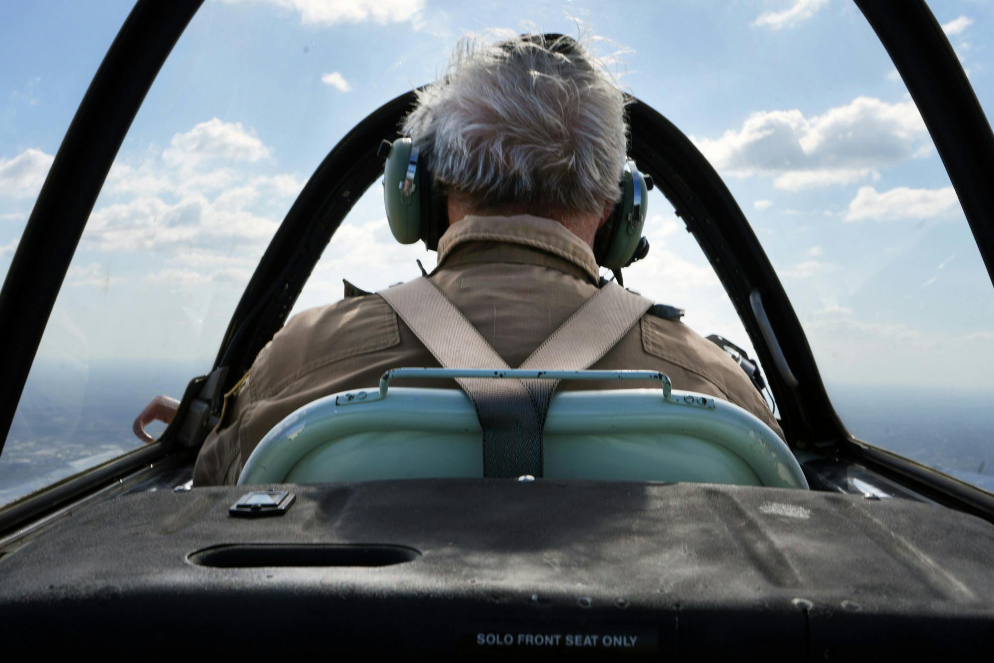 Jim Dalton prepares for take off in a T-34B Mentor ahead of the Gator Fly-In and Armed Services Appreciation day at Gainesville Regional Airport Friday, March 24, 2023.