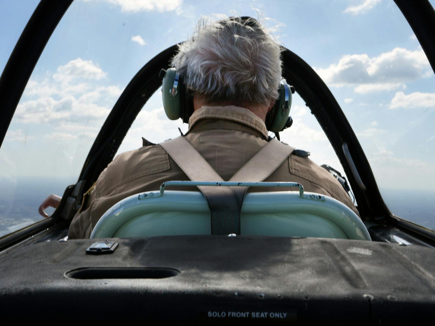 Jim Dalton prepares for take off in a T-34B Mentor ahead of the Gator Fly-In and Armed Services Appreciation day at Gainesville Regional Airport Friday, March 24, 2023.