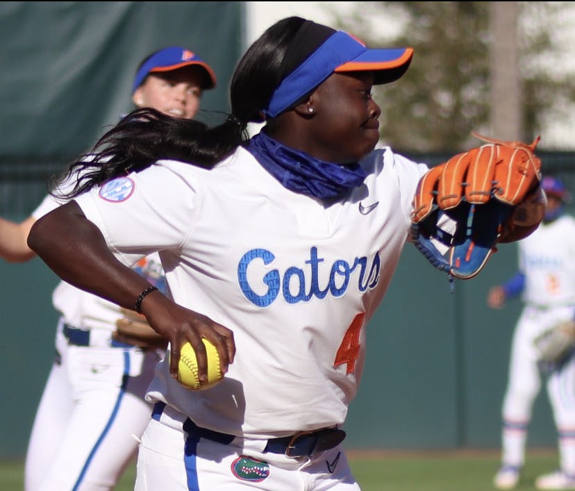 Third baseman Charla Echols prepares to fire the ball towards first Mar. 3 against Florida State. 