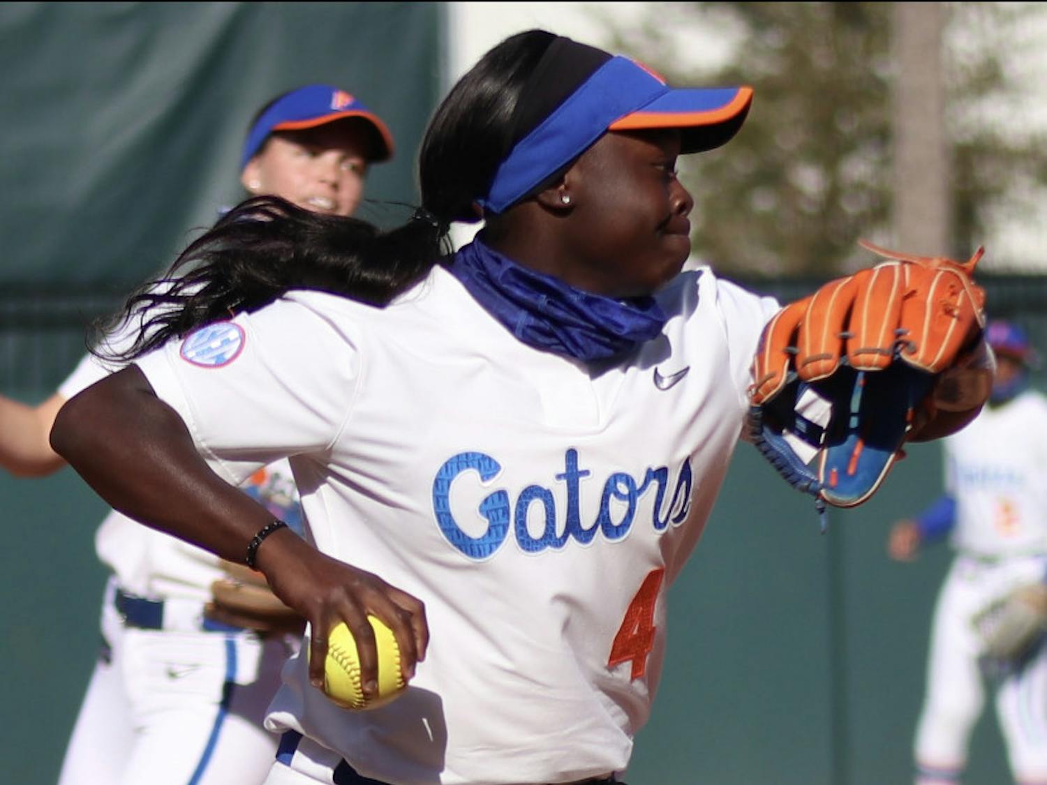Third baseman Charla Echols prepares to fire the ball towards first Mar. 3 against Florida State.