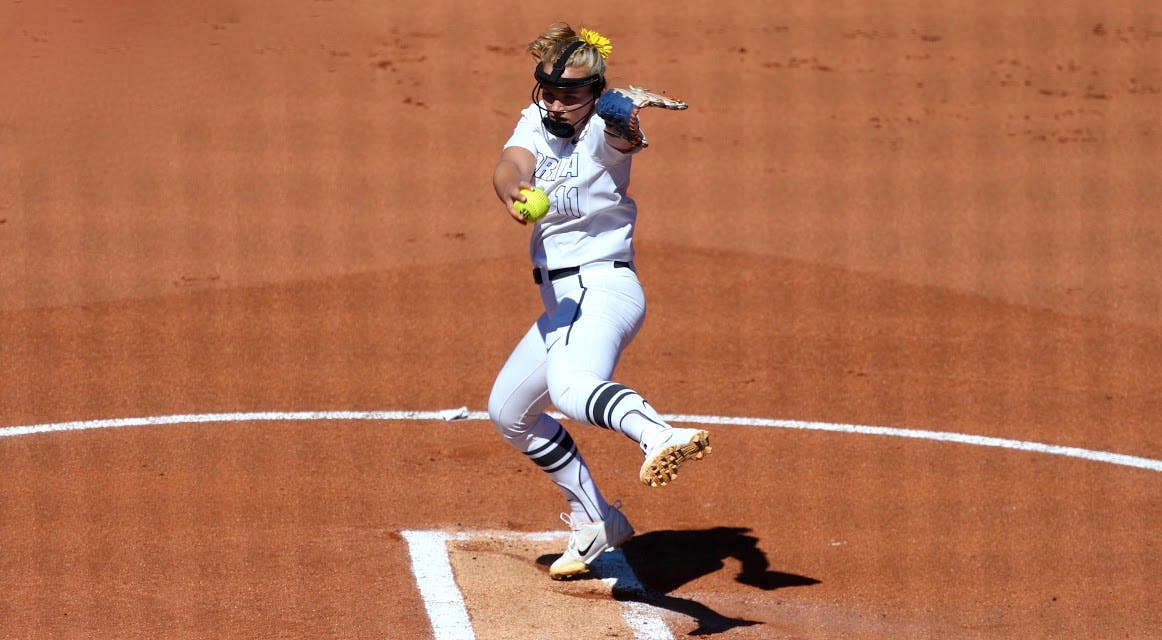 UF pitcher Kelly Barnhill winds up during Florida's 5-0 win against Georgia on April 8, 2017, at Katie Seashole Pressly Stadium.