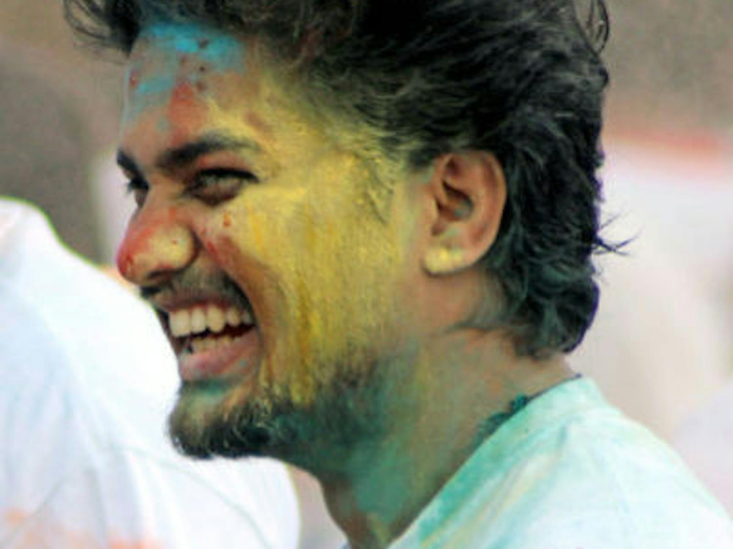 Balaji Iyer, a 27-year-old UF computer science graduate student, celebrates at the UF Holi Festival of Colors.&nbsp;