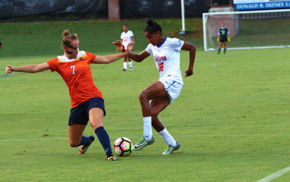 <p><span>Midfielder Lais Araujo (18) picked up a hat trick in the first 32 minutes of Florida’s 6-0 win over Kentucky on Thursday night in Lexington.</span></p>