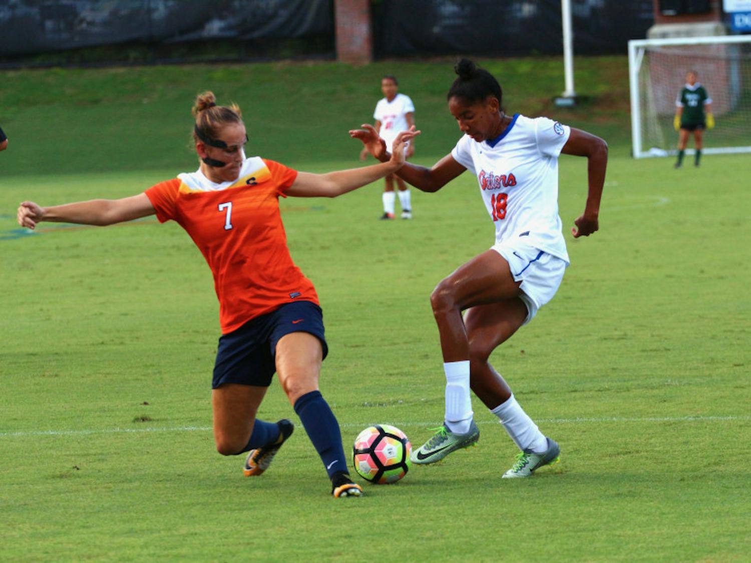 Midfielder Lais Araujo (18) picked up a hat trick in the first 32 minutes of Florida’s 6-0 win over Kentucky on Thursday night in Lexington.