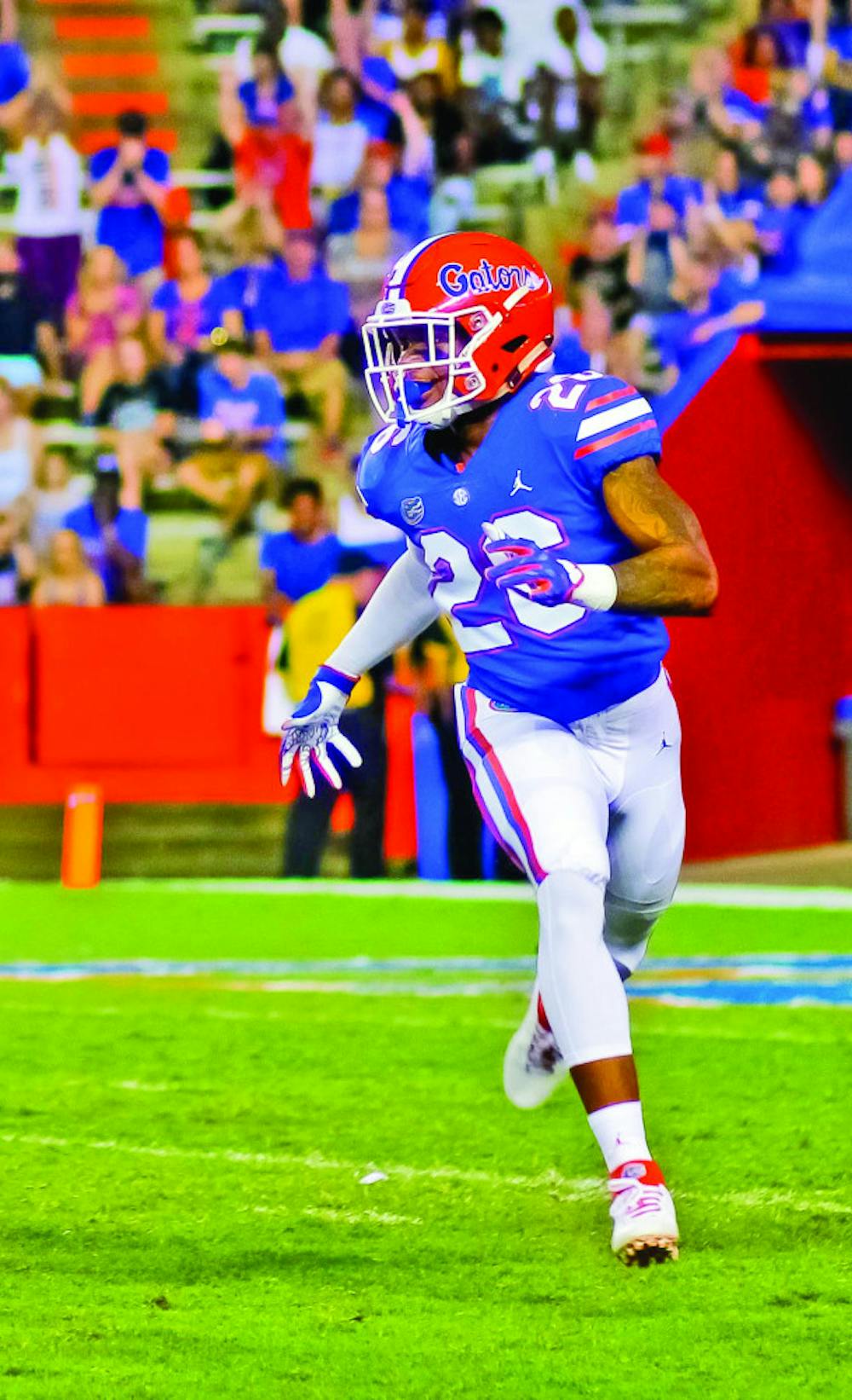 <p><span id="docs-internal-guid-46fd2f11-7fff-21fc-447a-4a608512354c"><span>UF defensive back John Huggins did not play in five games last year after he was accused of choking a tutor. Huggins has been absent from fall camp as well.</span></span></p>