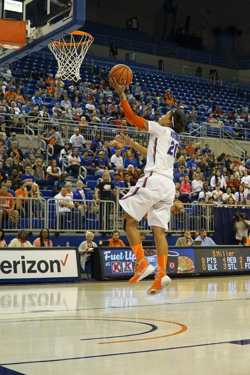 <p>UF guard Simone Westbrook attempts a layup during Florida's 85-79 win over Kentucky on Jan. 31, 2016, in the O'Connell Center. </p>