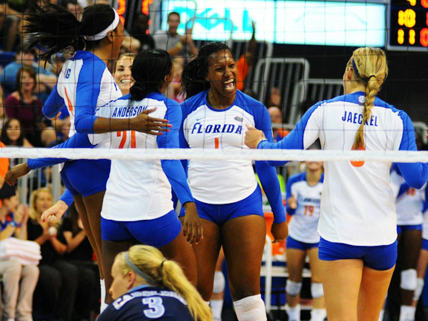 Senior outside setter Stephanie Ferrell had 20 kills and hit .381 during the Gators’ home tournament this weekend. She earned the Most Valuable Player Award.