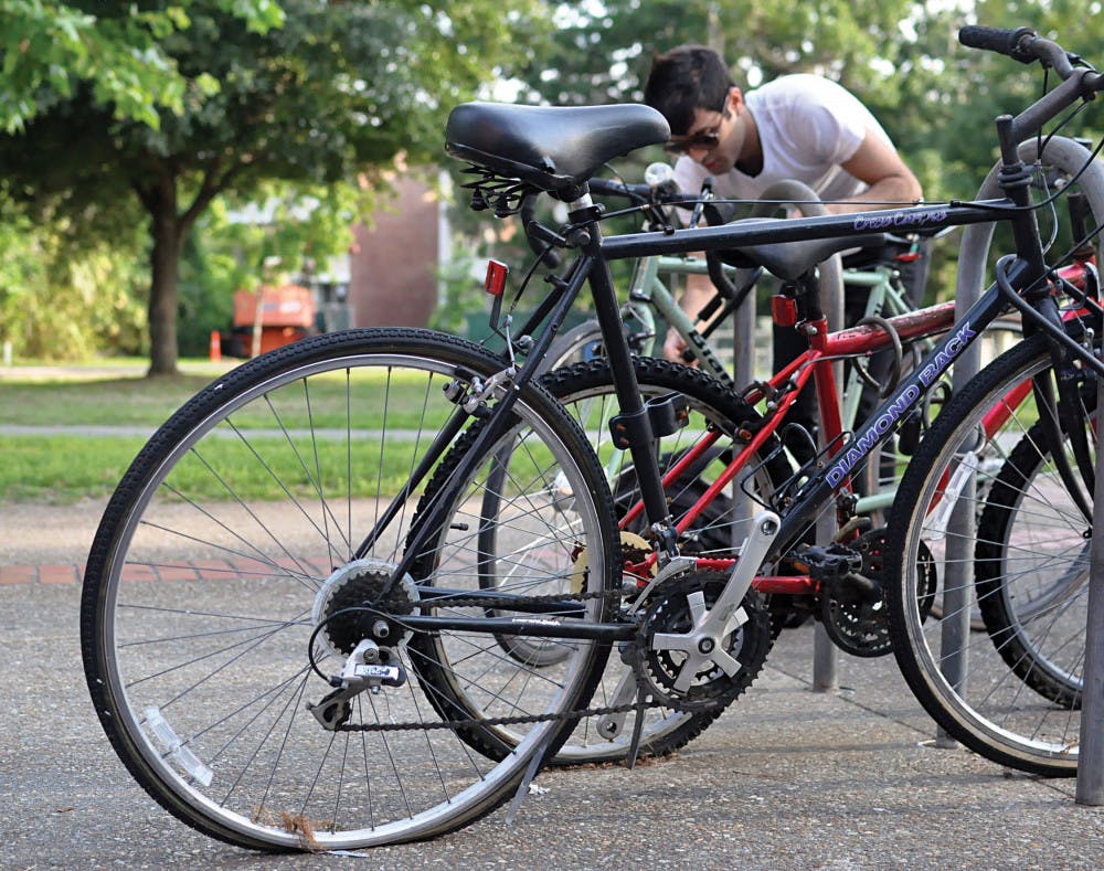 Bicycles that appear to have been abandoned by their owners on the UF campus are tagged with a removal notice by University Police. If they have not been moved five days after this notice, the police break off the locks and impound the bikes. About 1,000 are removed every year, and the impounded bikes are later sold either whole or in parts.