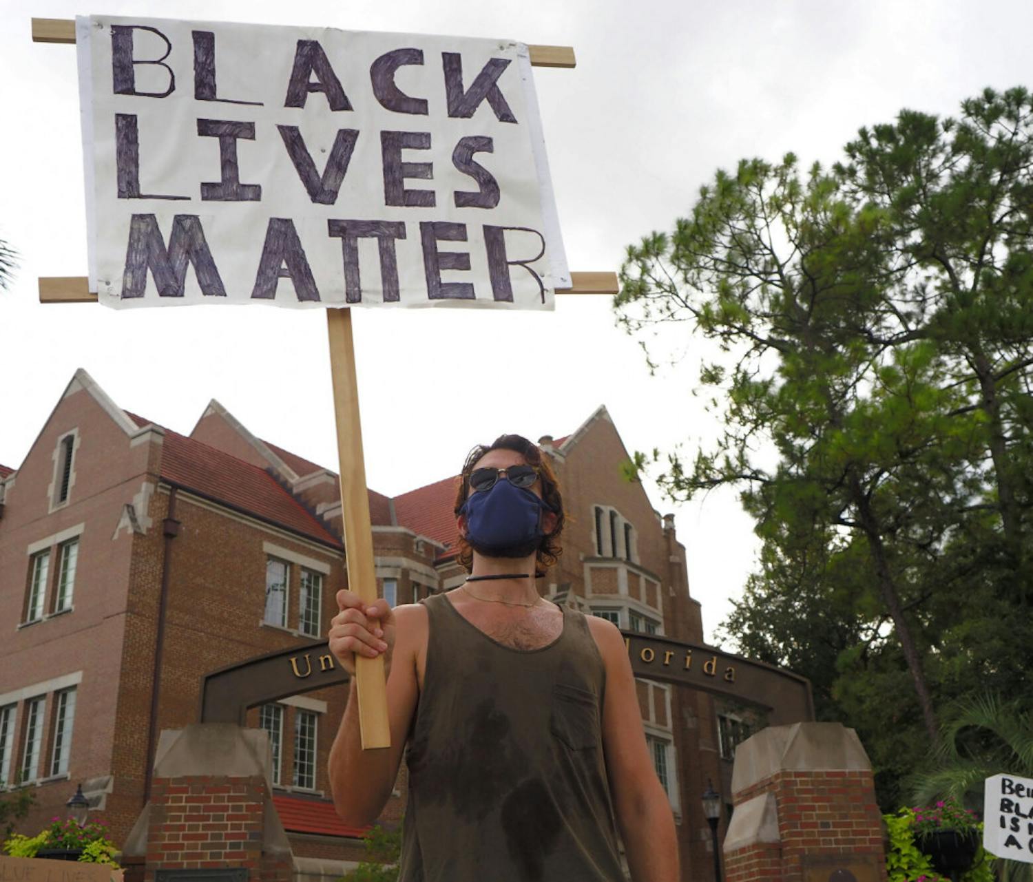 More than 200 masked people gathered Friday evening at the intersection of University Avenue and 13th Street and marched downtown to Bo Diddley Community Plaza to protest the shooting of 29-year-old Jacob Blake, a Black man shot by police while entering his car after he was tased.
Follow the tweets posted by The Alligator's staff live from the protest.