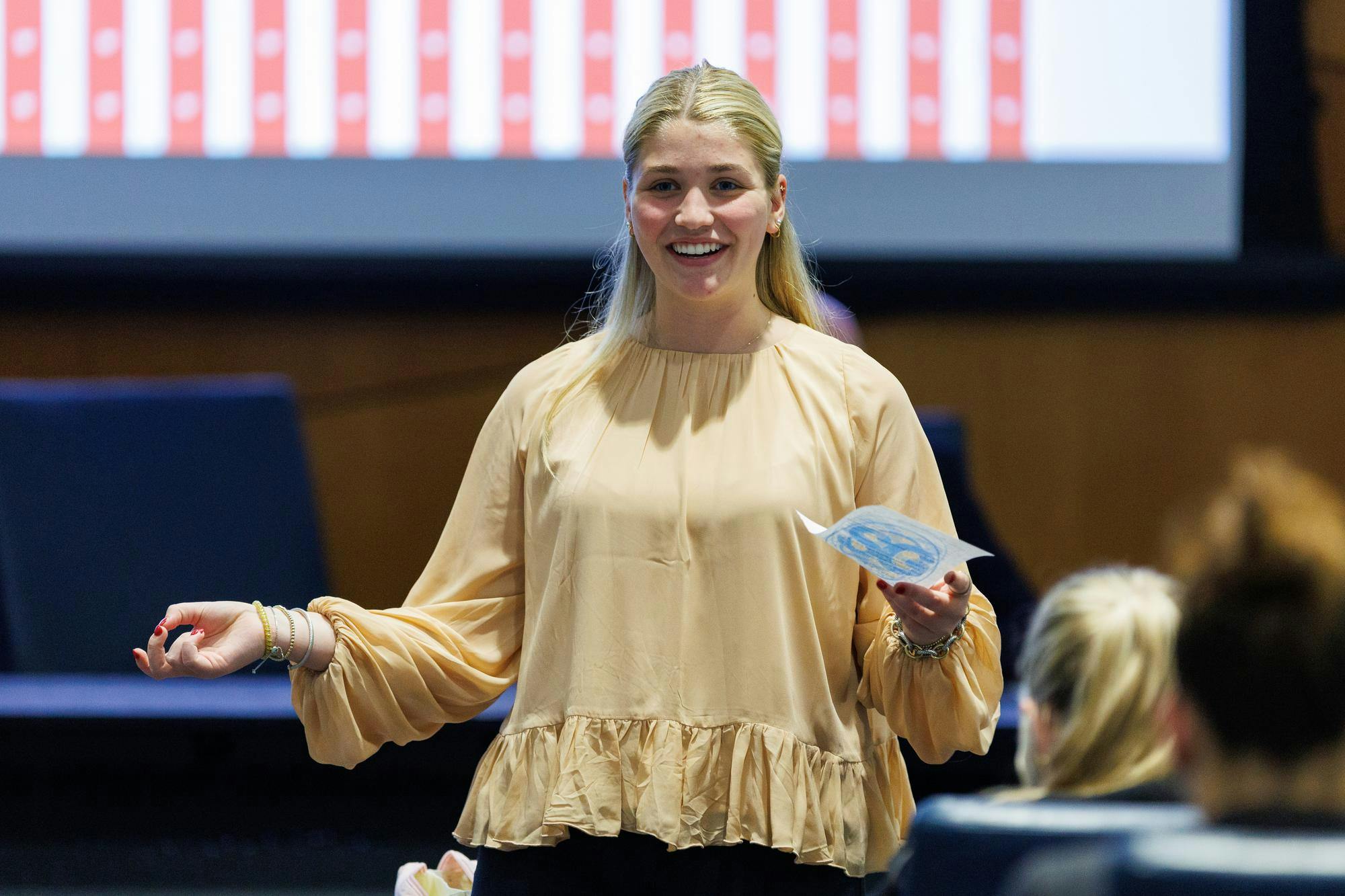 University of Florida student government Information & Communication chairwoman Katherine Finfrock speaks during a student senate meeting, Tuesday, Jan. 03, 2026, in Gainesville, Fla.