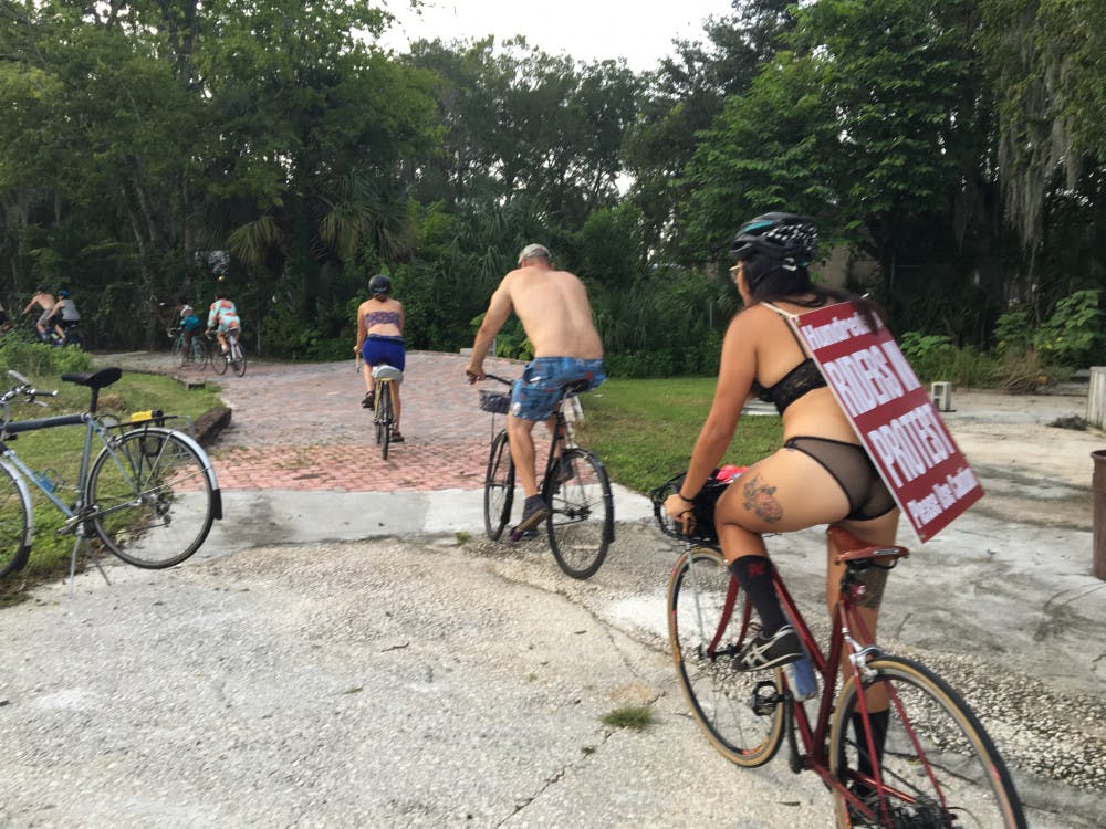 <p><span id="docs-internal-guid-0b515d72-2760-d12c-1e2b-03370ee7d000"><span>Ana Fajardo, an employee with The Freewheel Project, trails the pack of bike riders for “Critical Ass,” an annual event to raise awareness about cyclist safety.</span></span></p>