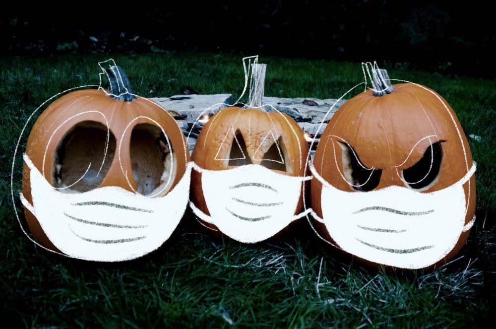 pumpkins with masks