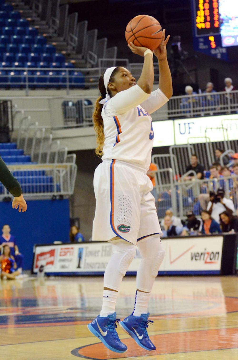 <p>Antoinette Bannister attempts a jump shot during Florida's season-opening win against Jacksonville.</p>