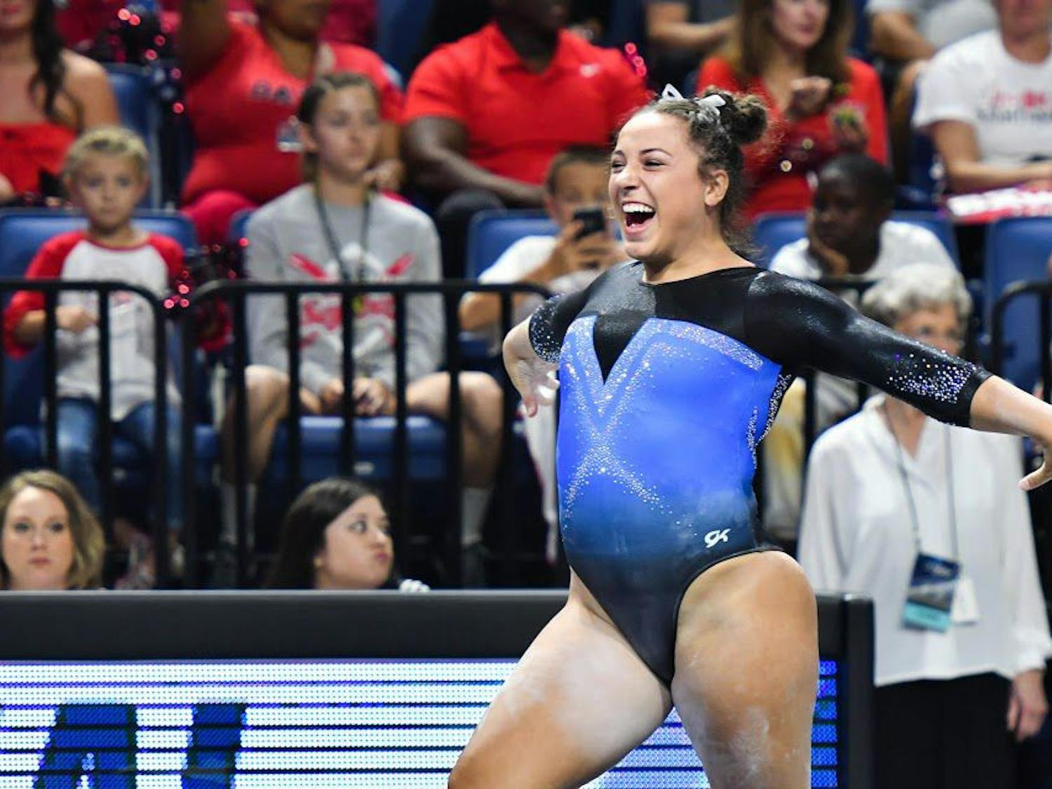 UF gymnast Amelia Hundley performs a routine during the NCAA Gainesville Regional on April 1, 2017, in the O'Connell Center.