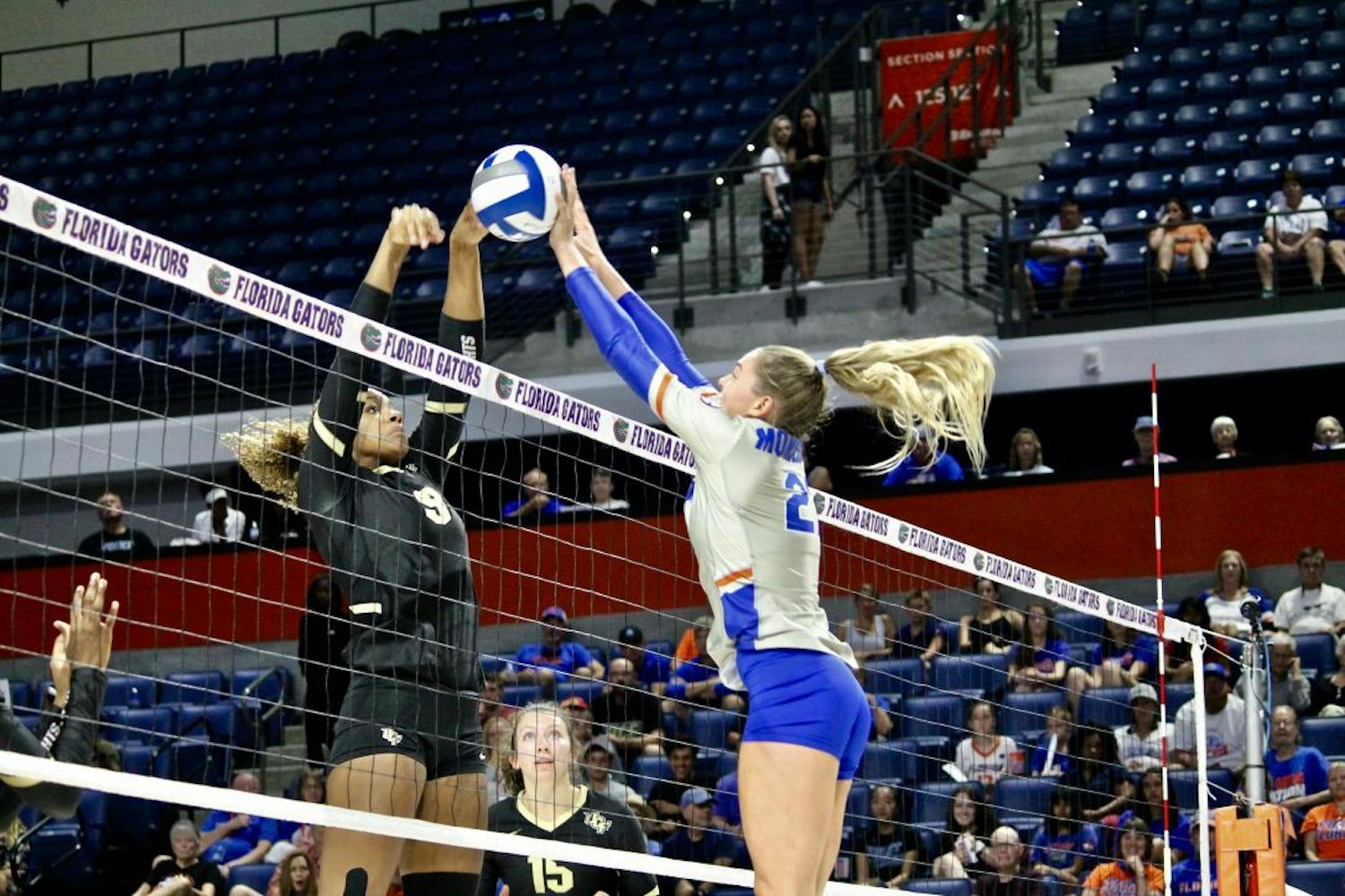 Sophomore setter Marlie Monserez is a big threat on the defensive front when it comes to plays at the net. Monserez tied for first on the roster in blocks during the exhibition match against UCF tallying five on the afternoon.&nbsp;&nbsp;