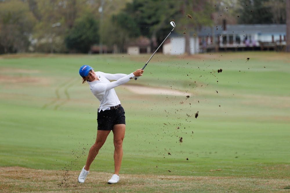 Florida’s Paula Francisco swings her club during the Gators Invitational, an NCAA golf tournament, at the Mark Bostick Golf Course, Friday, March 6, 2026, in Gainesville, Fla.