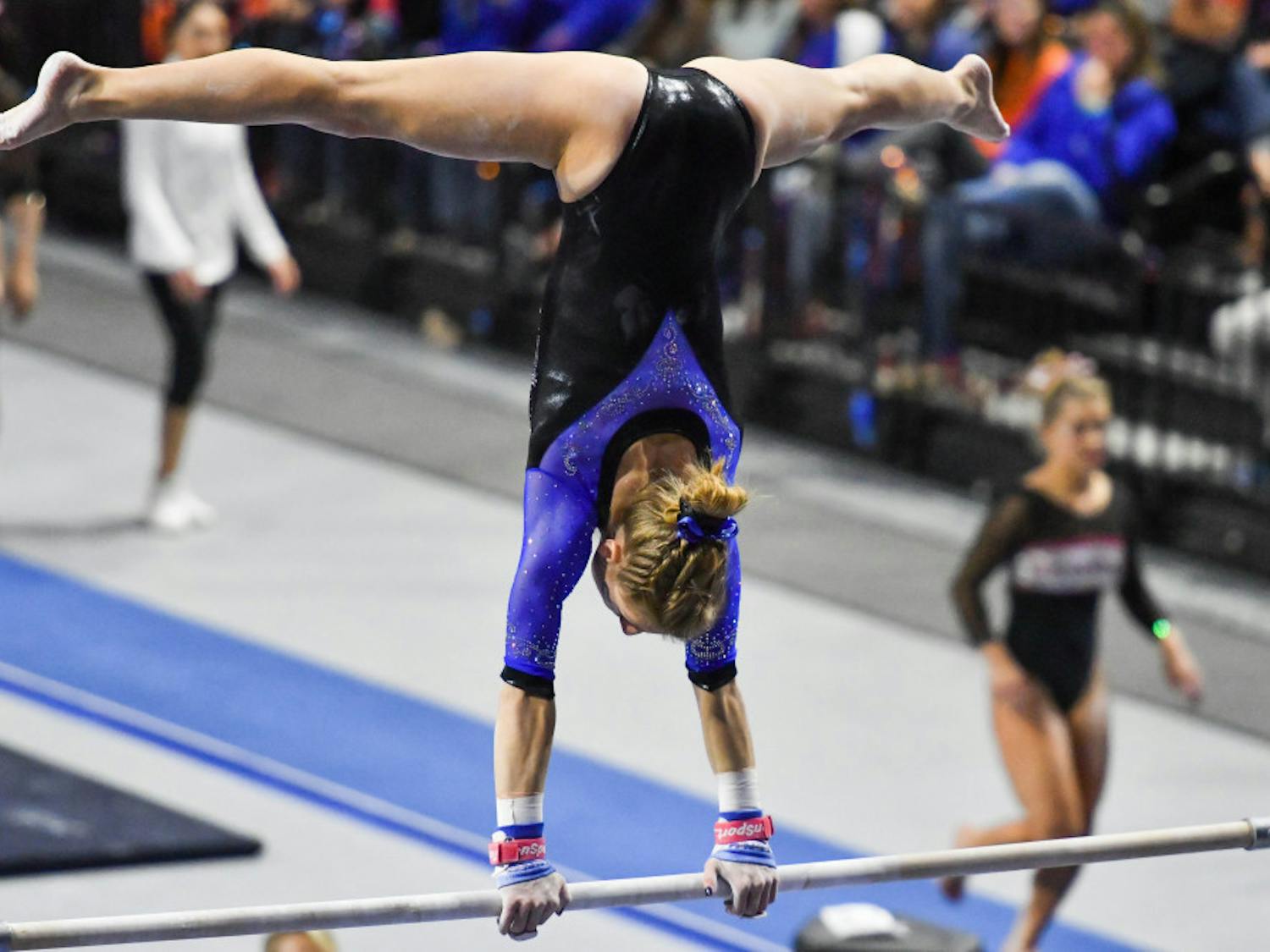 Alex Mcmurtry perfroms her bars routine against Georgia on Friday, Feb. 10, 2017. The routine received a perfect 10. 