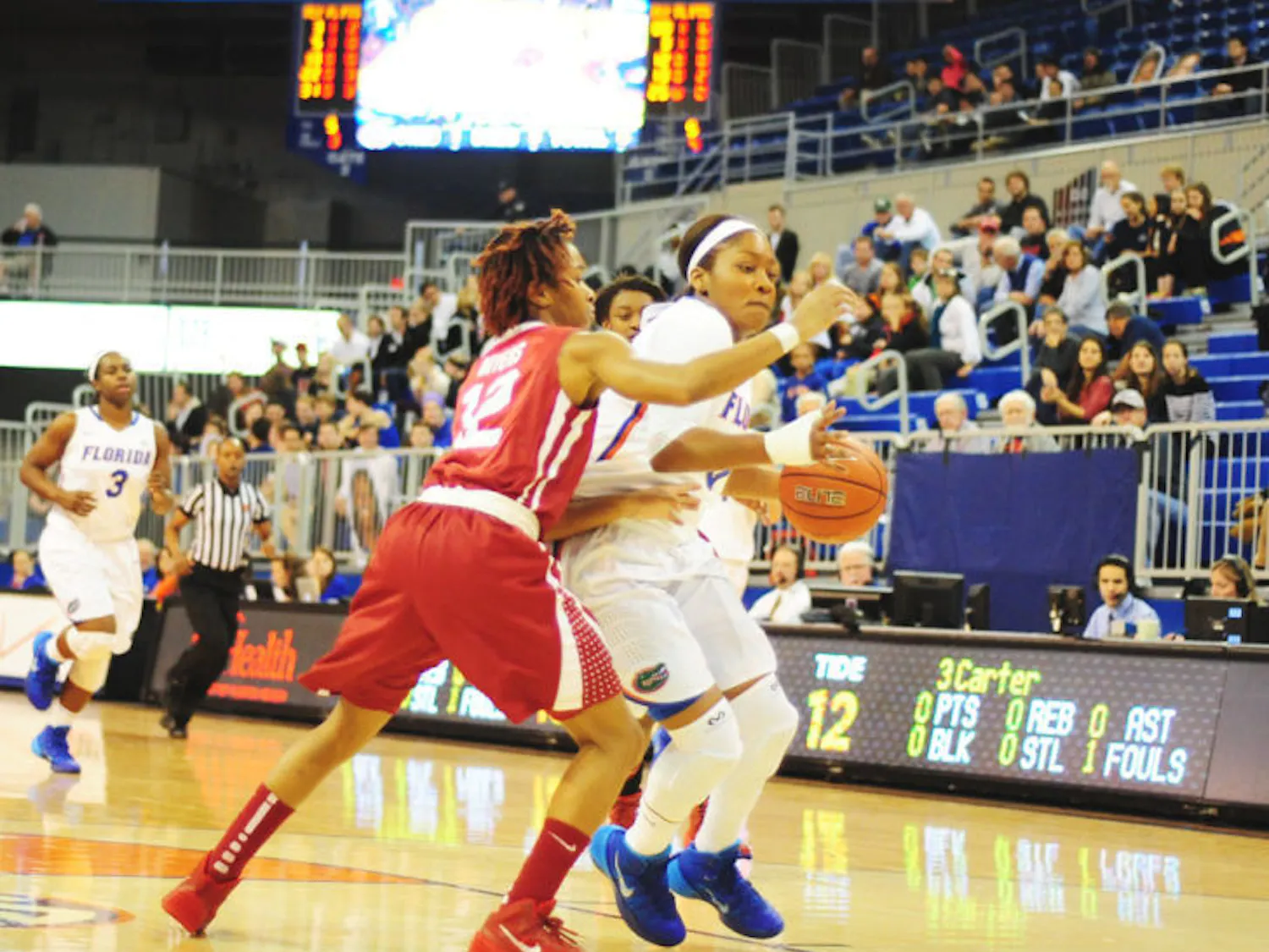Antoinette Bannister drives toward the net during Florida’s 75-67 win against Alabama on Thursday in the O’Connell Center. Bannister scored 18 points — a career high — while shooting better than 50 percent from the field against Ole Miss on Sunday.