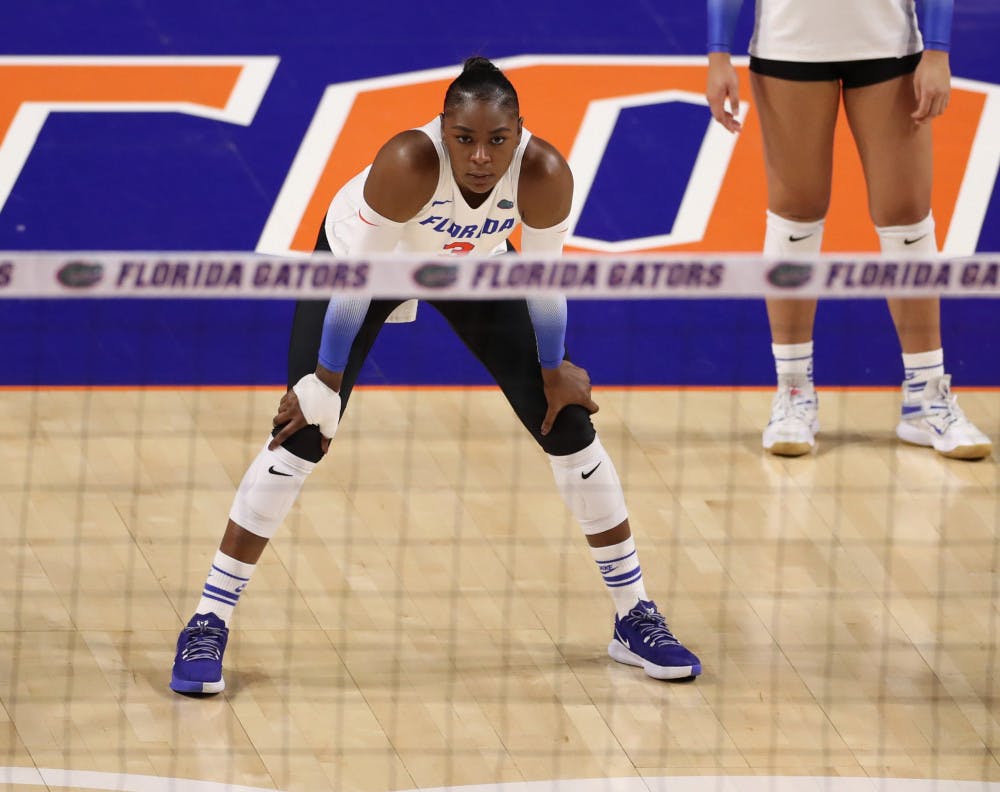 <p>Outside hitter T'ara Ceasar during the Gators' match against the Georgia Bulldogs on Friday, November 20, 2020 at Exactech Arena at the Stephen C. O'Connell Center in Gainesville, Florida.</p>