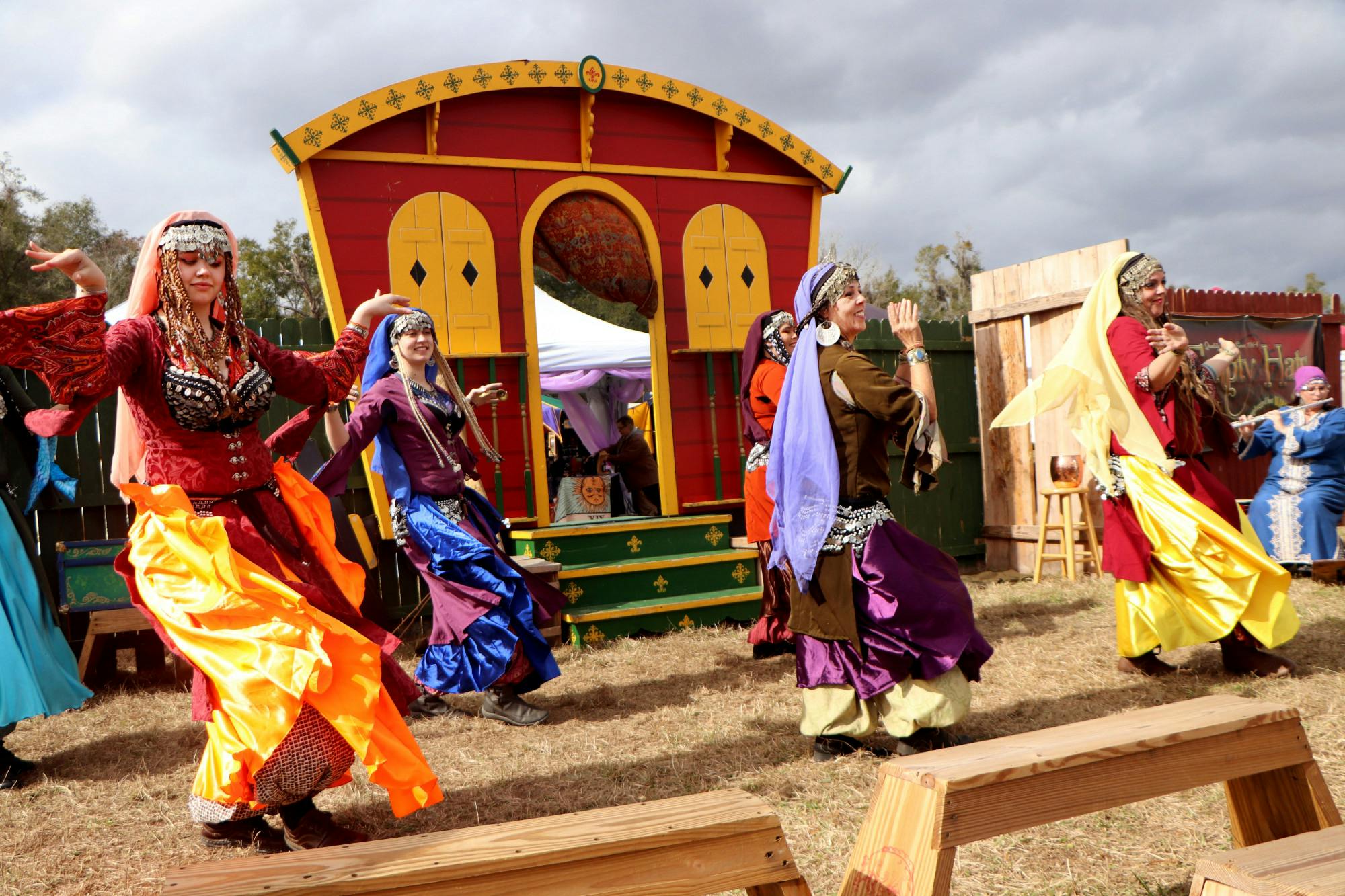 The Sahnobar Dance Ensemble performs on the gyspy stage at the Hoggetowne Medieval Faire on Sunday, Jan. 16. The festival made its return this year in a new location after a hiatus. 