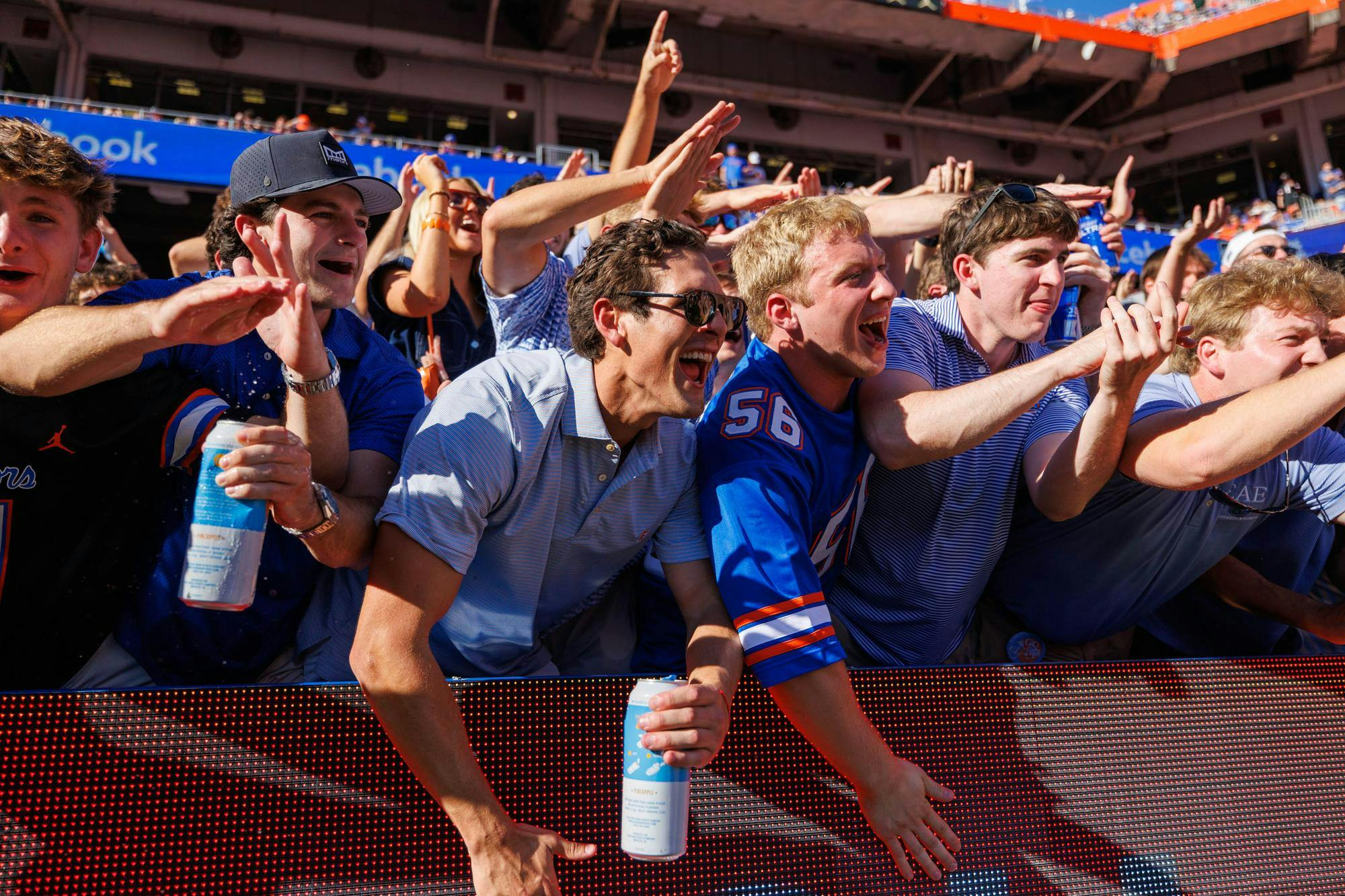 Fans yell during the first half of an NCAA college football game against Ole Miss, Saturday, Sept. 26, 2026, in Gainesville, Fla.