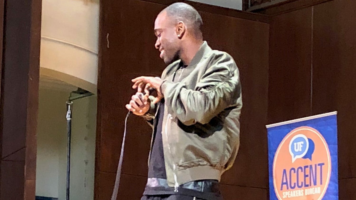 Jay Pharoah performed an hour-long comedy act for 850 attendees at University Auditorium on Tuesday.