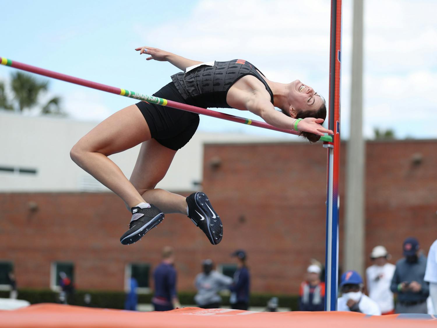 Florida's Claire Bryant competes in the high jump during the Pepsi Florida Relays on Saturday, April 3, 2021 at Percy Beard Track at James G. Pressly Stadium in Gainesville, Fla. / UAA Communications photo by Tiffany Franco