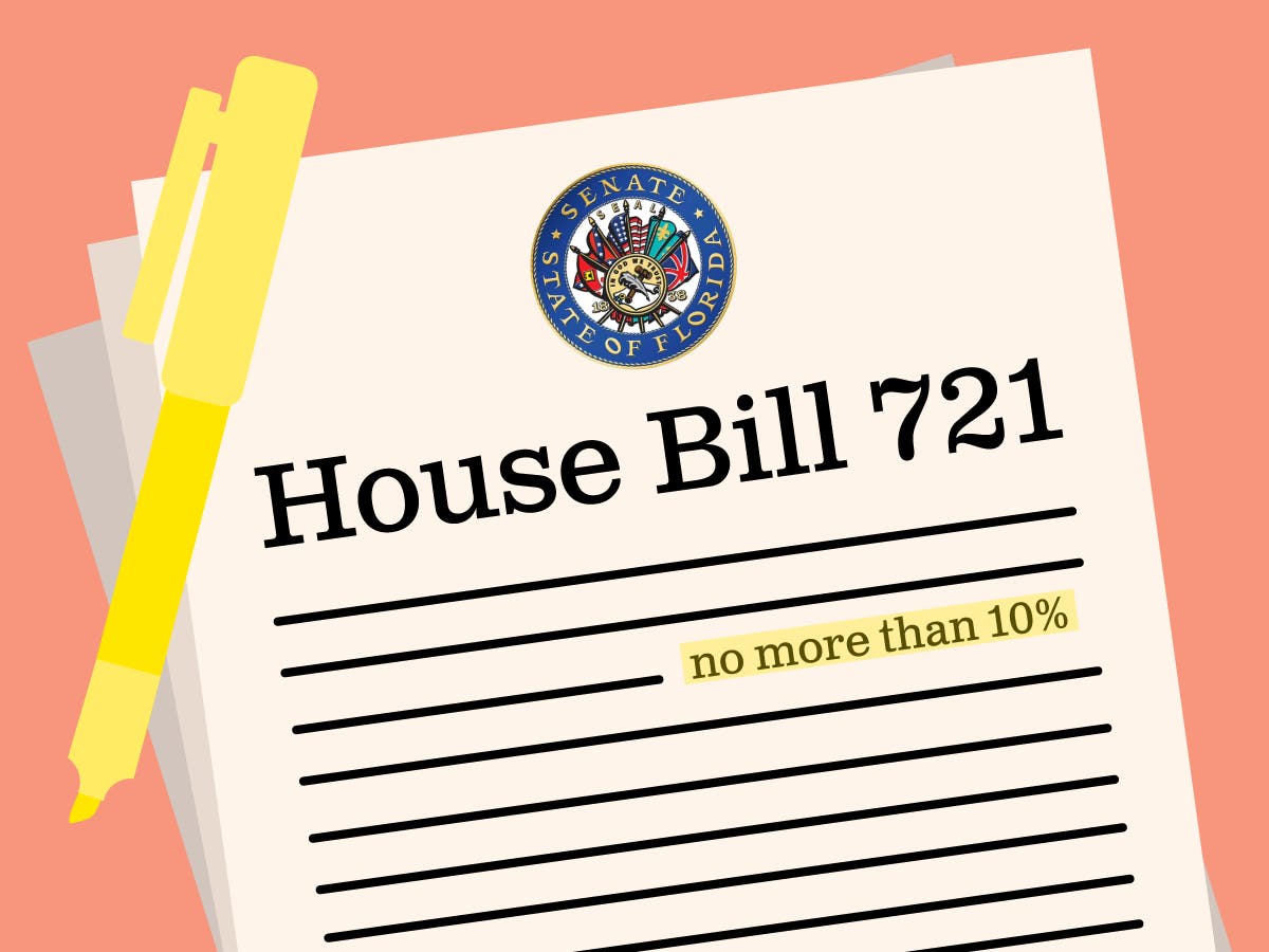 House Bill 721 is a new proposed law which requires the Florida College System institutions & state universities to limit number of foreign citizen students to “no more than 10 percent."