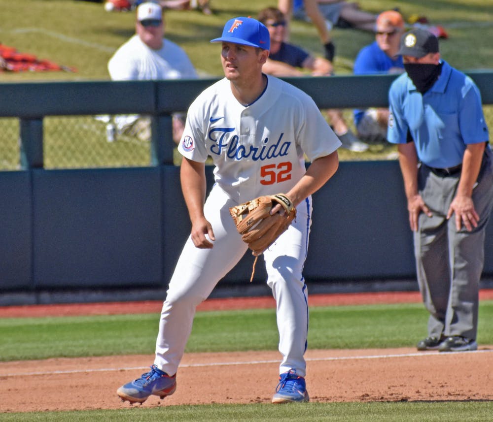 Third baseman Kirby McMullen in the infield against Jacksonville on March 14.