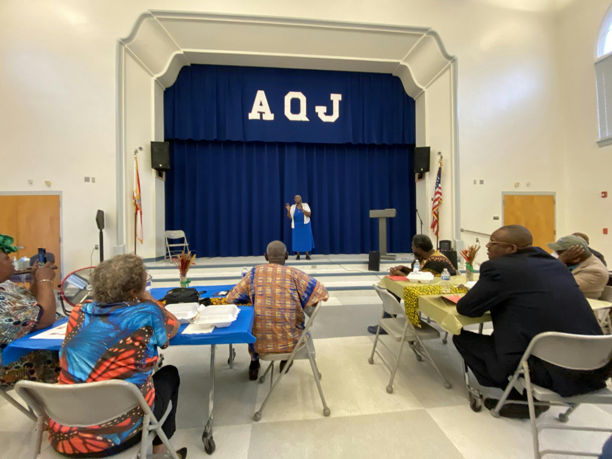 Vivian Filer, executive director of the Cotton Club Museum and Cultural Center, speaks at a reception to begin Gainesville's 43rd-annual 5th Avenue Arts Festival Friday, April 28, 2023. 