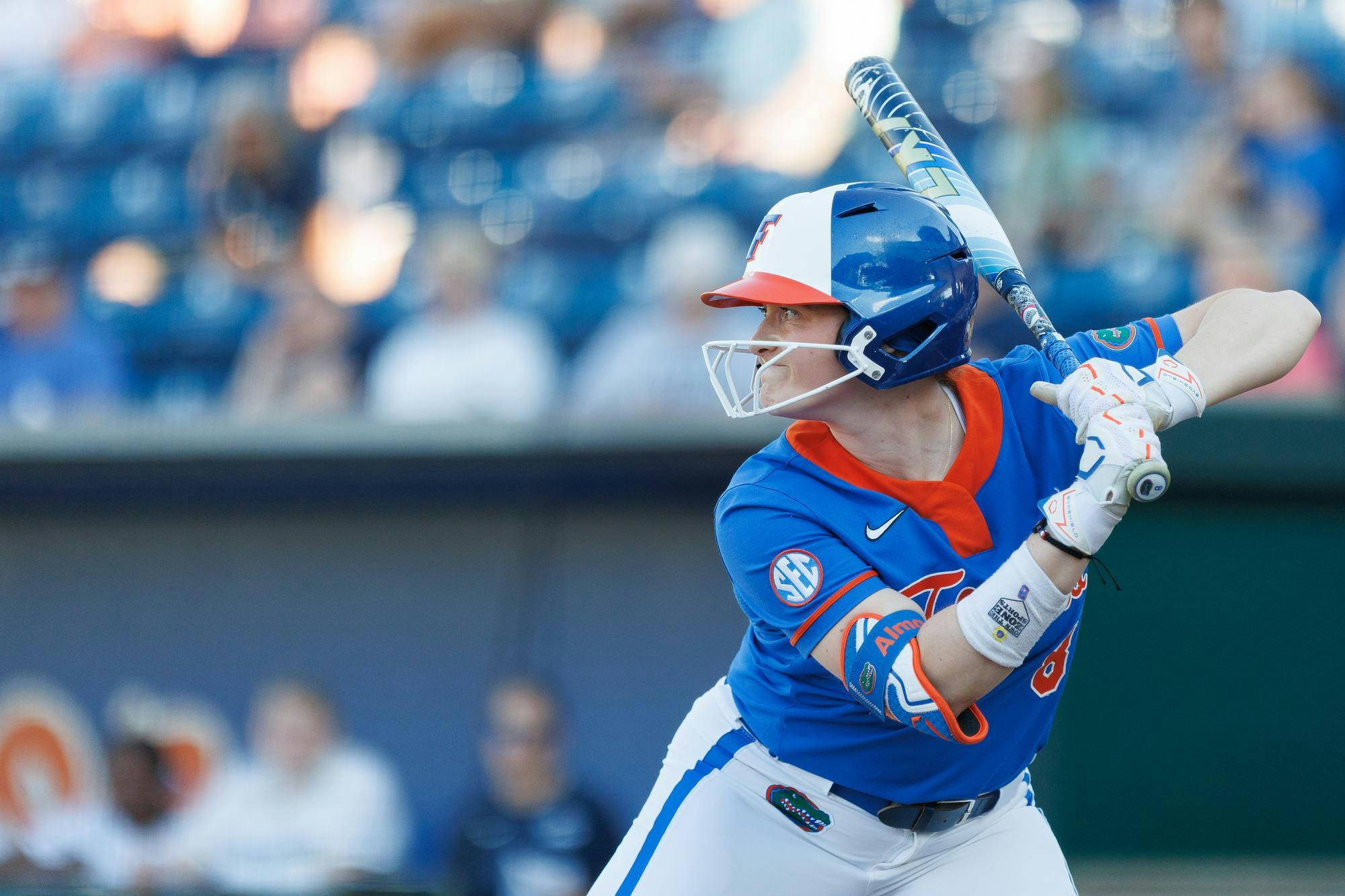 Florida catcher Jocelyn Erickson (8) prepares to swing her bat during an NCAA softball game against Longwood, Saturday, Feb. 21, 2026, in Gainesville, Fla.